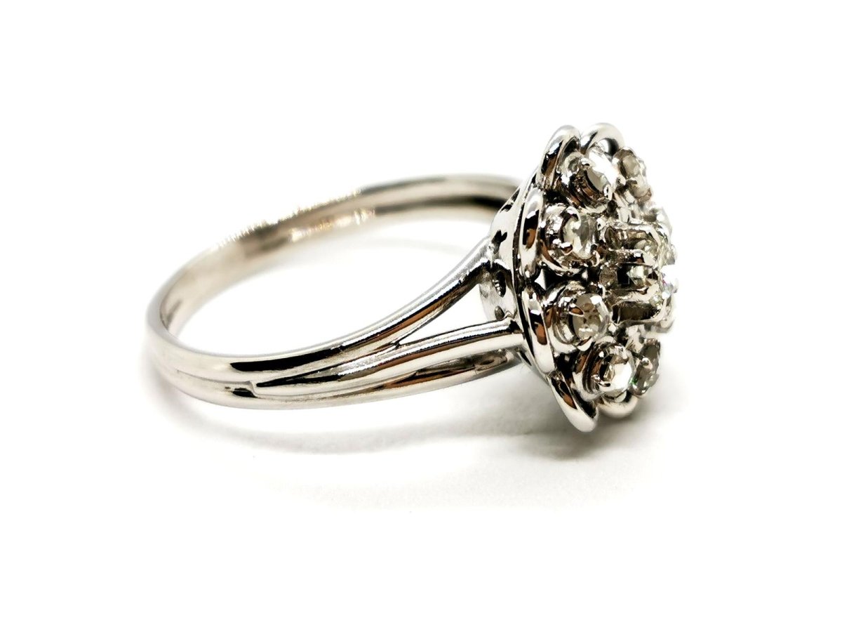 Bague Fleur Or blanc Diamant - Castafiore