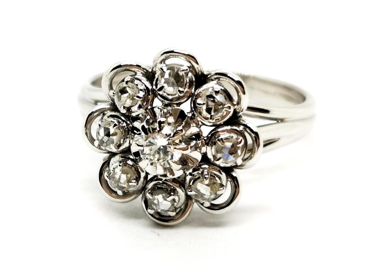 Bague Fleur Or blanc Diamant - Castafiore