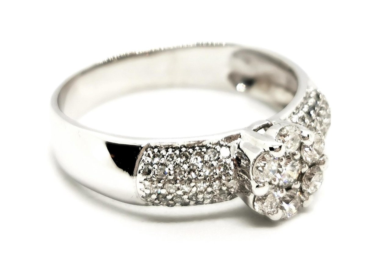 Bague Fleur Or blanc Diamant - Castafiore