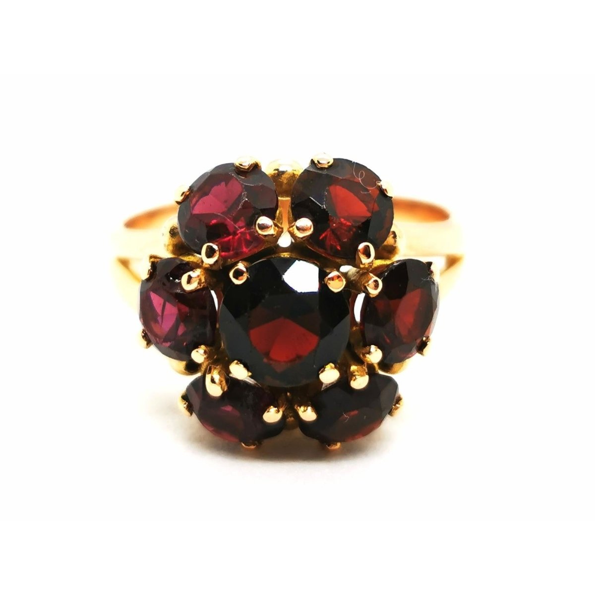 Bague Fleur Or jaune Grenat - Castafiore
