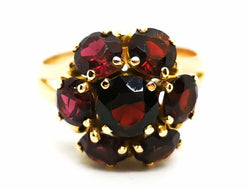 Bague Fleur Or jaune Grenat - Castafiore