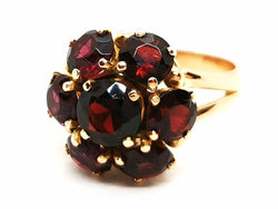 Bague Fleur Or jaune Grenat - Castafiore