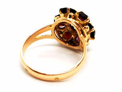 Bague Fleur Or jaune Grenat - Castafiore