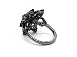 Bague Fleur Or noir Diamant - Castafiore