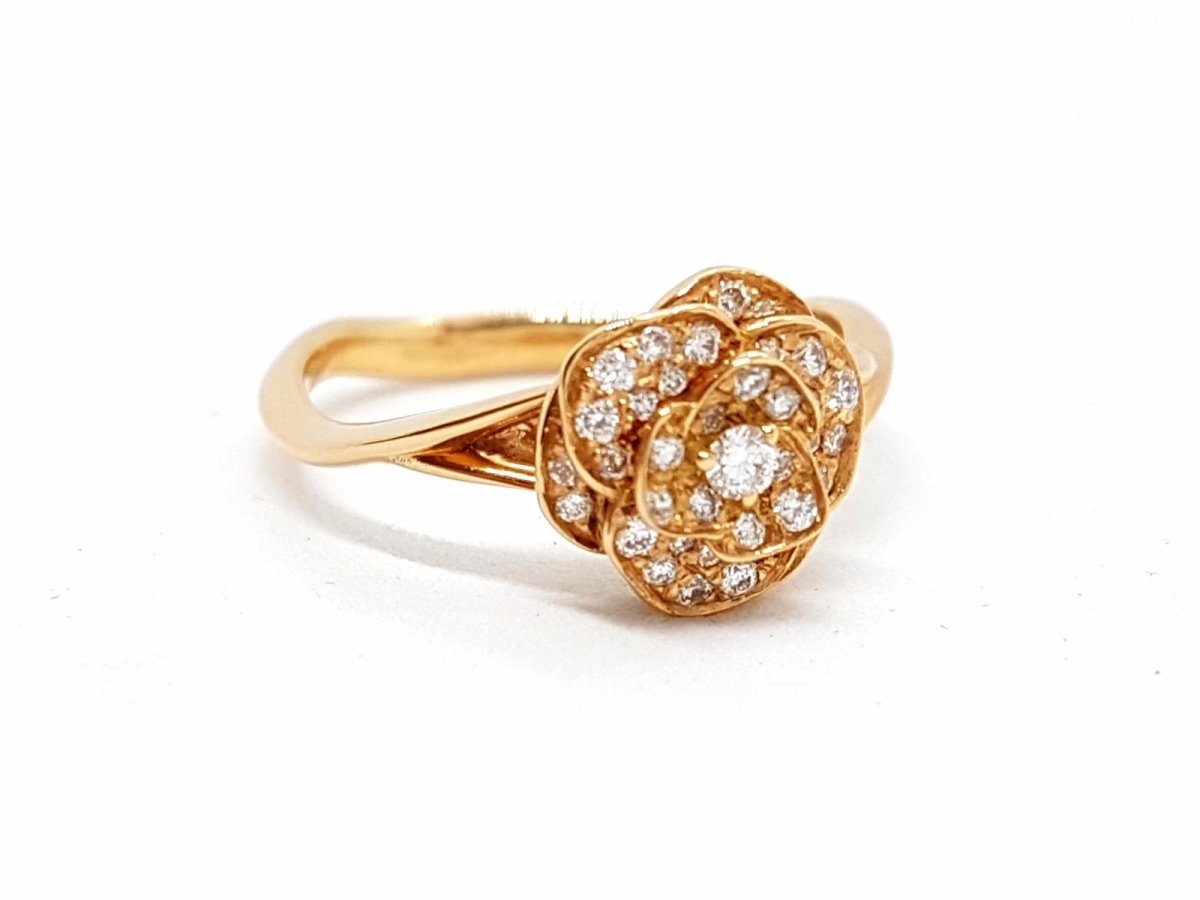 Bague Fleur Or rose Diamant - Castafiore