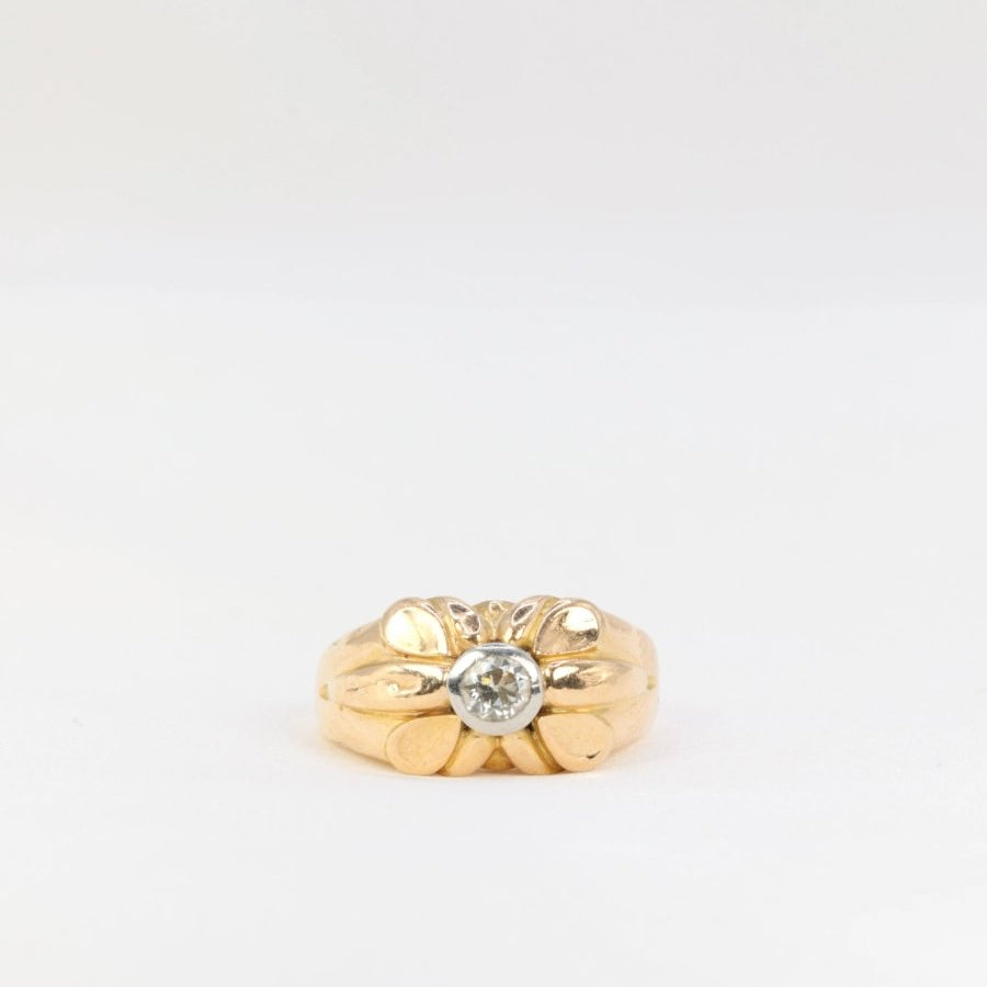 Bague fleur vintage en or et diamant taille ancienne - Castafiore