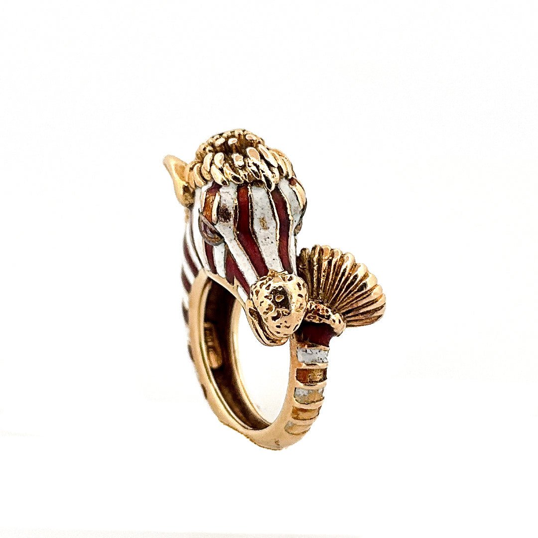 Bague FRASCAROLO "Zèbre" en or jaune et émail - Castafiore