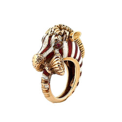 Bague FRASCAROLO "Zèbre" en or jaune et émail - Castafiore