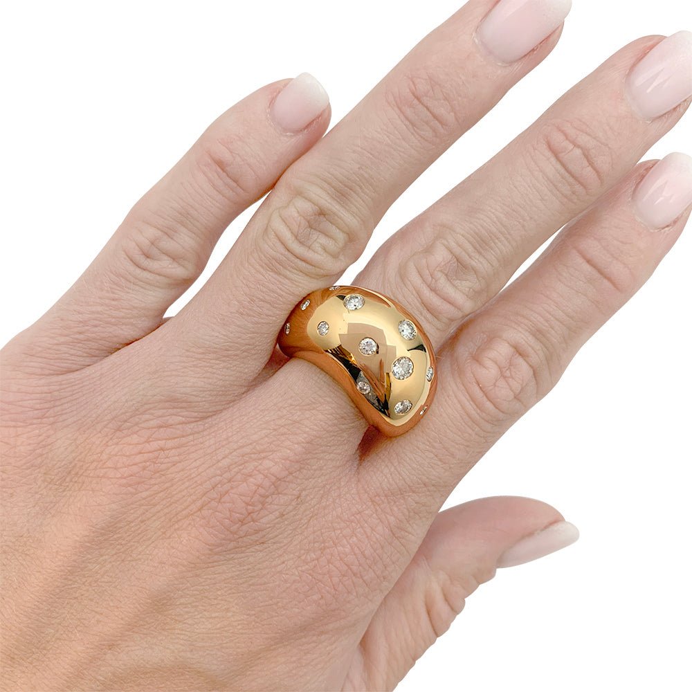 Bague FRED, "Mouvementée", or jaune, diamants - Castafiore