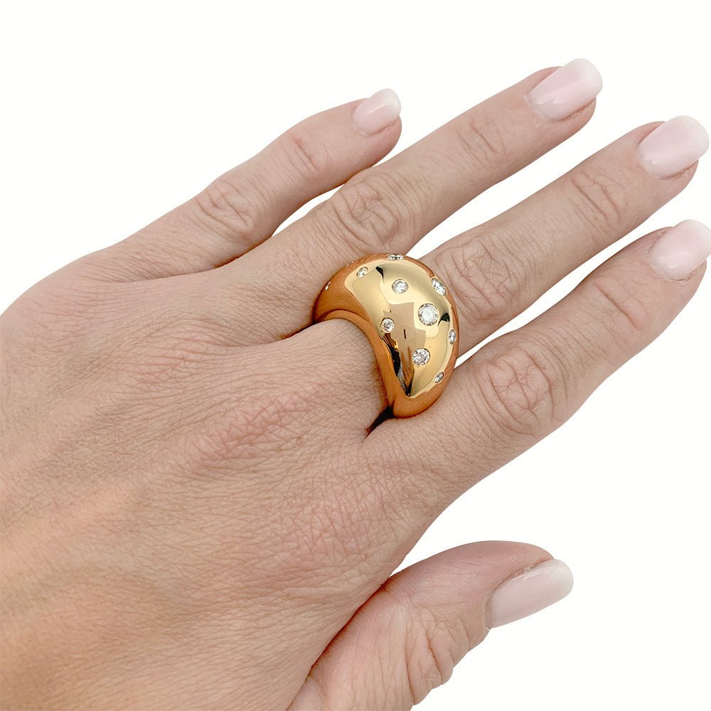 Bague FRED, "Mouvementée", or jaune, diamants - Castafiore