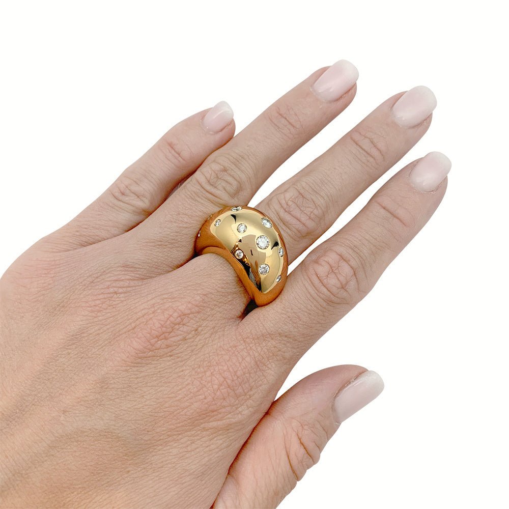 Bague FRED, "Mouvementée", or jaune, diamants - Castafiore