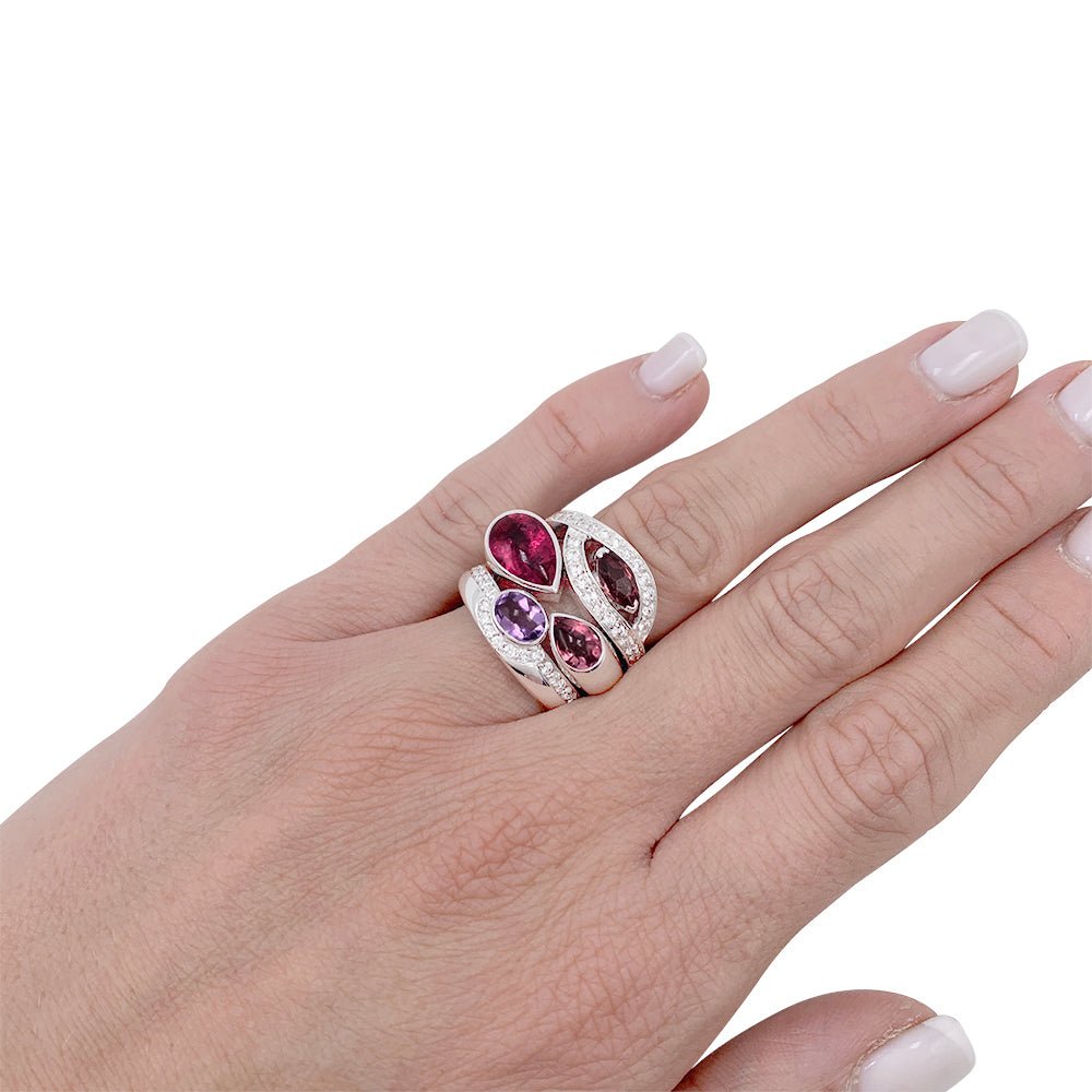 Bague Fred, "Princess K", or blanc, pierres de couleurs - Castafiore
