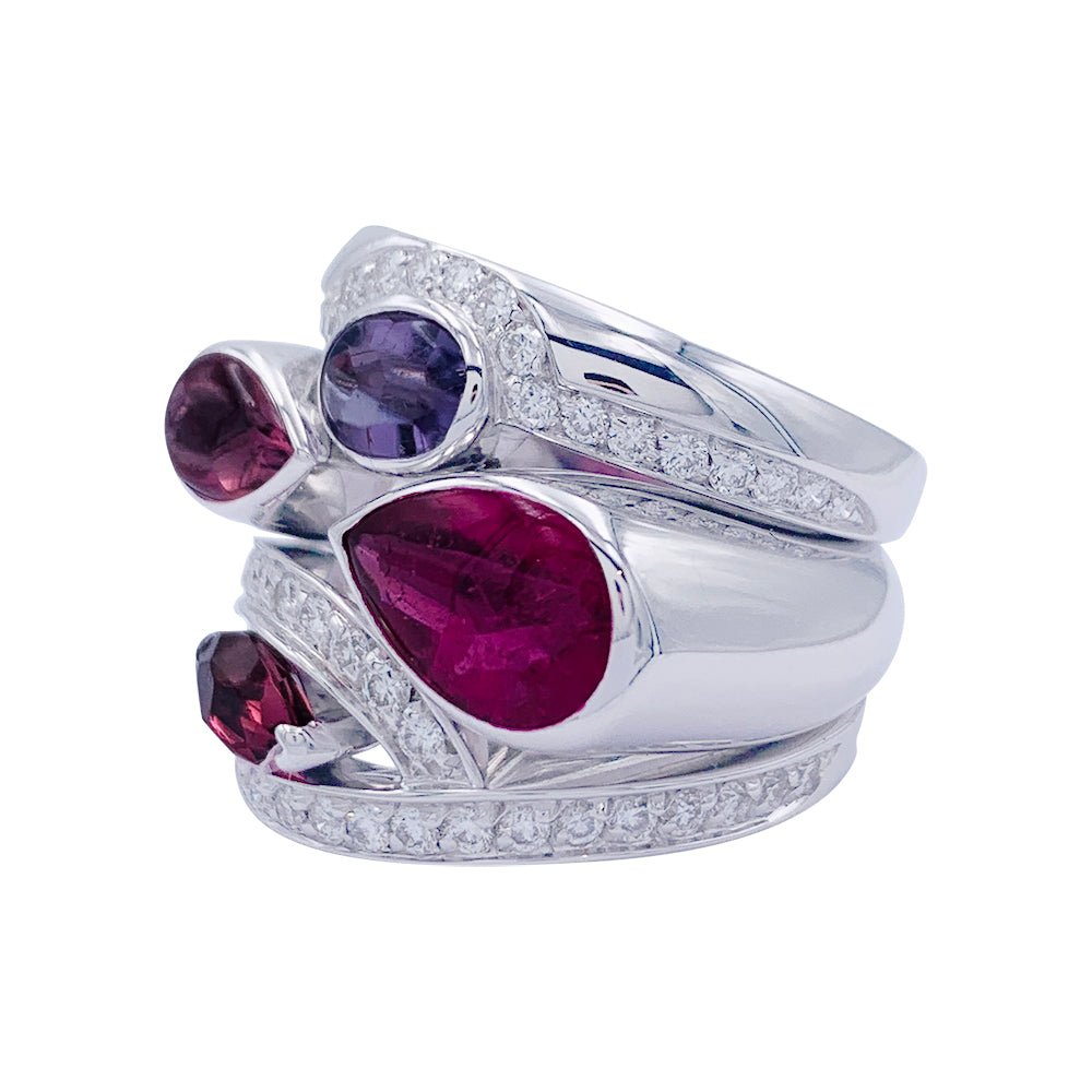 Bague Fred, "Princess K", or blanc, pierres de couleurs - Castafiore