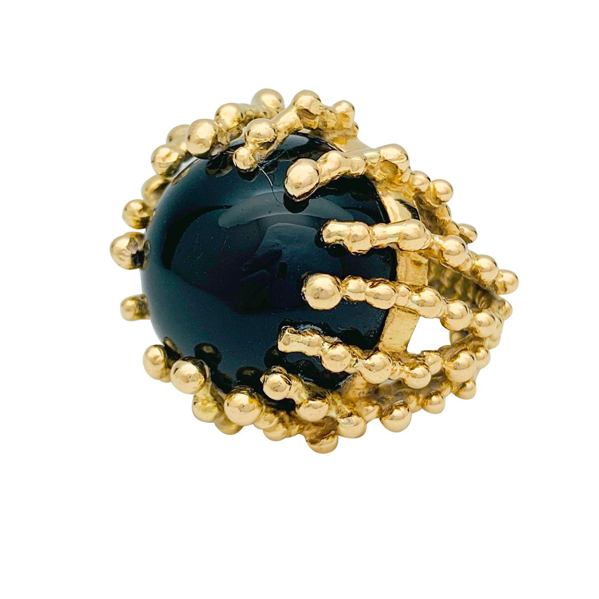 Bague GARNAZELLE "Boules d'amour" en or jaune et onyx - Castafiore