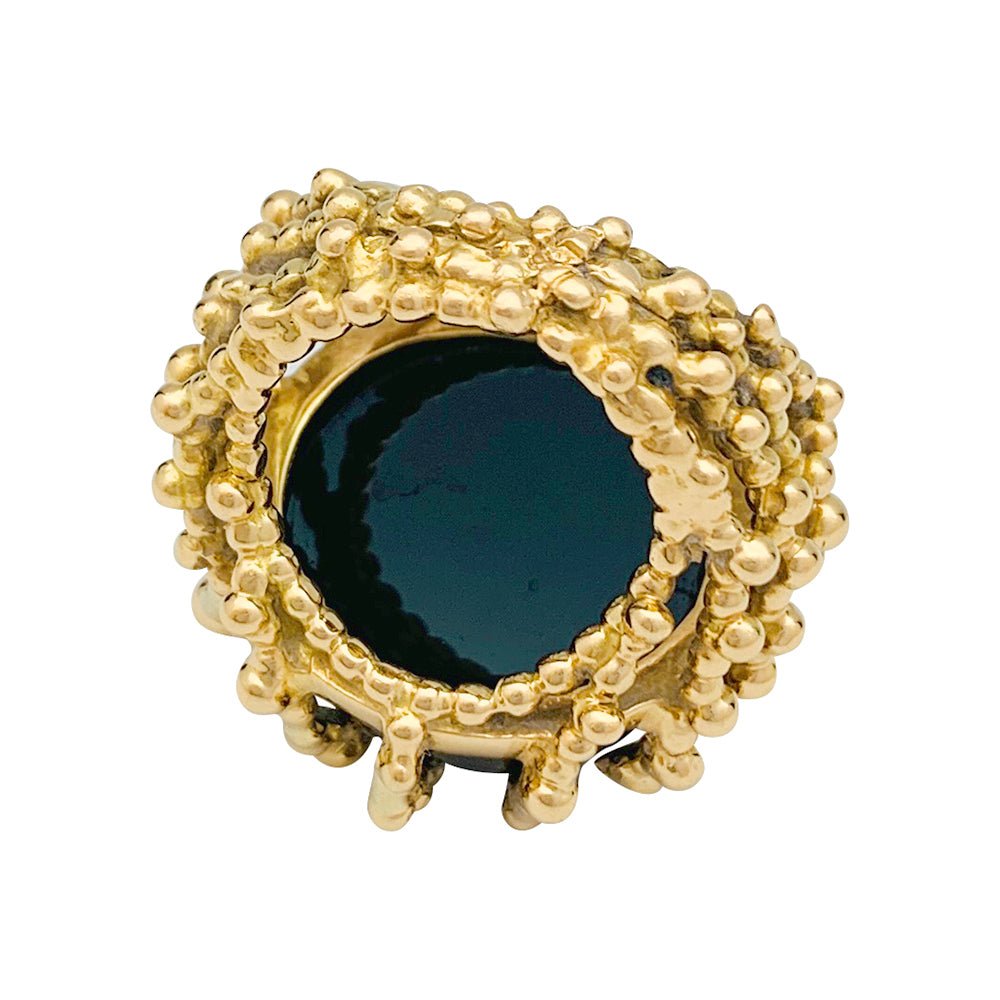 Bague GARNAZELLE "Boules d'amour" en or jaune et onyx - Castafiore