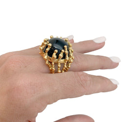 Bague GARNAZELLE "Boules d'amour" en or jaune et onyx - Castafiore