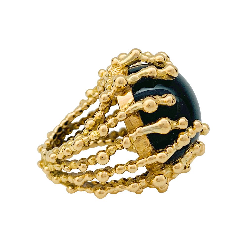 Bague GARNAZELLE "Boules d'amour" en or jaune et onyx - Castafiore