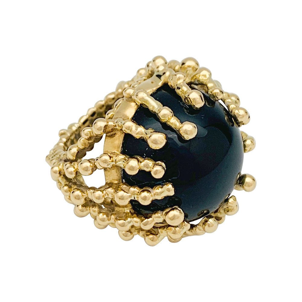 Bague GARNAZELLE "Boules d'amour" en or jaune et onyx - Castafiore