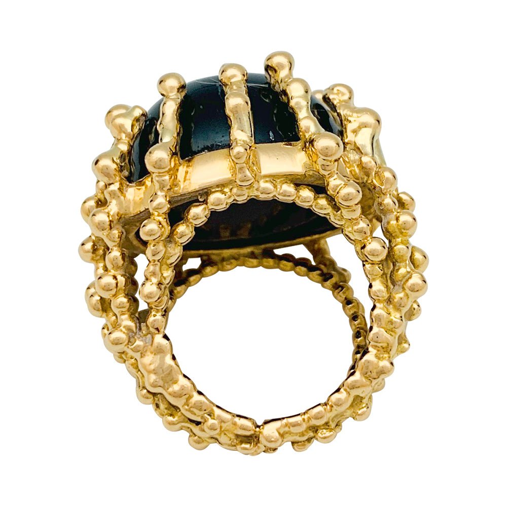 Bague GARNAZELLE "Boules d'amour" en or jaune et onyx - Castafiore
