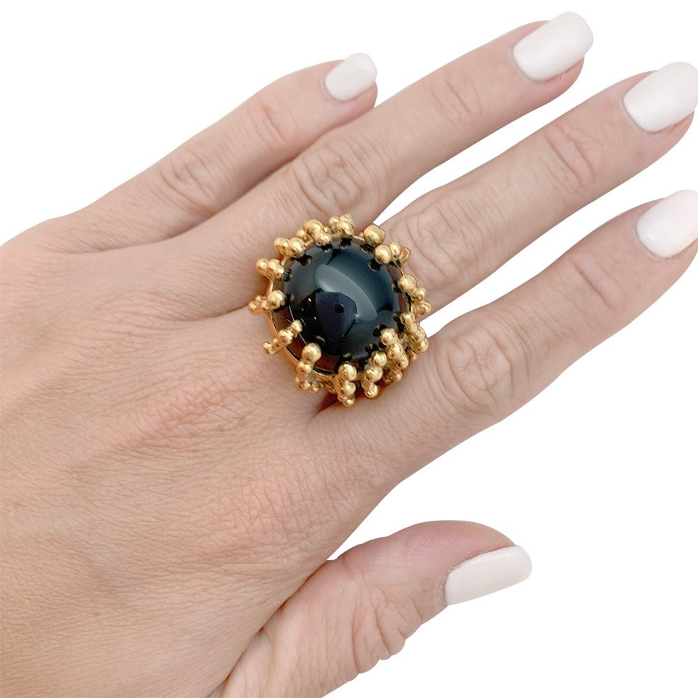 Bague GARNAZELLE "Boules d'amour" en or jaune et onyx - Castafiore