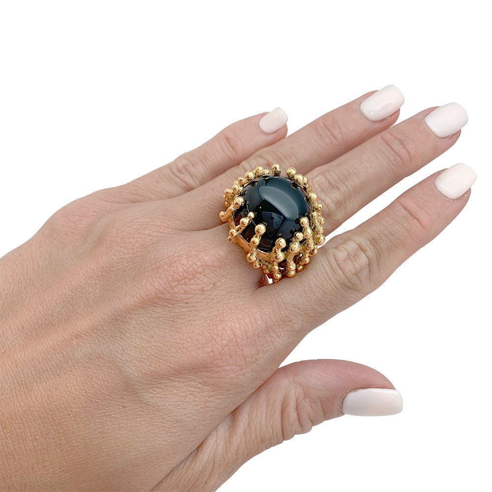 Bague GARNAZELLE "Boules d'amour" en or jaune et onyx - Castafiore