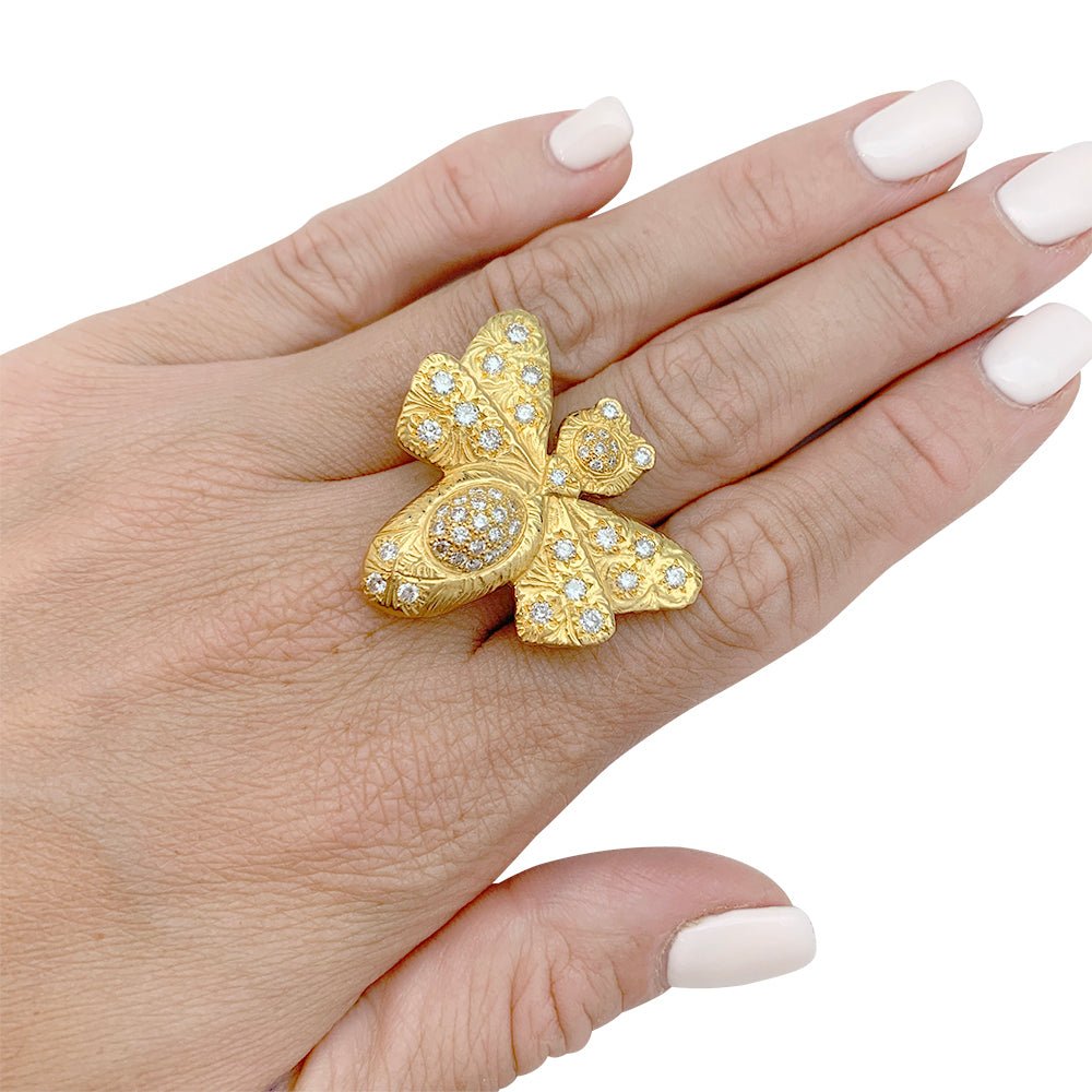 Bague Garnazelle "Papillon" en or jaune, diamants. - Castafiore