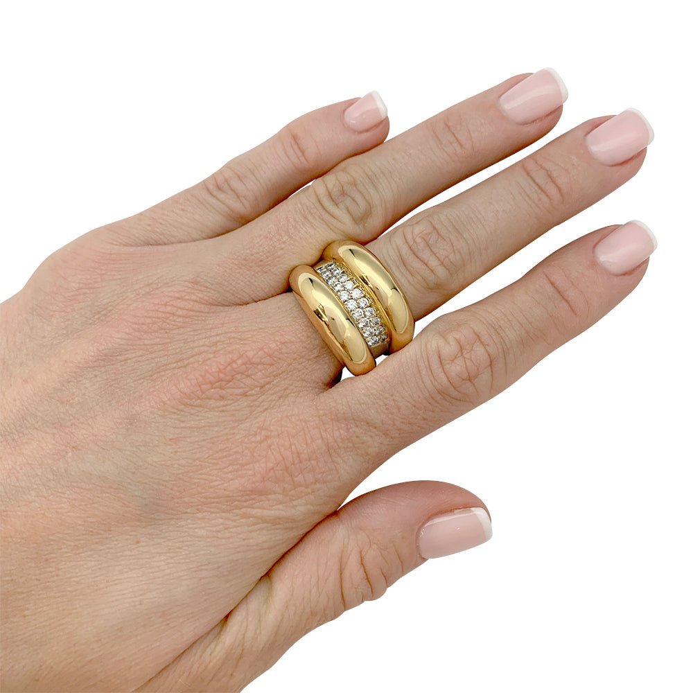 Bague godron or jaune, diamants - Castafiore