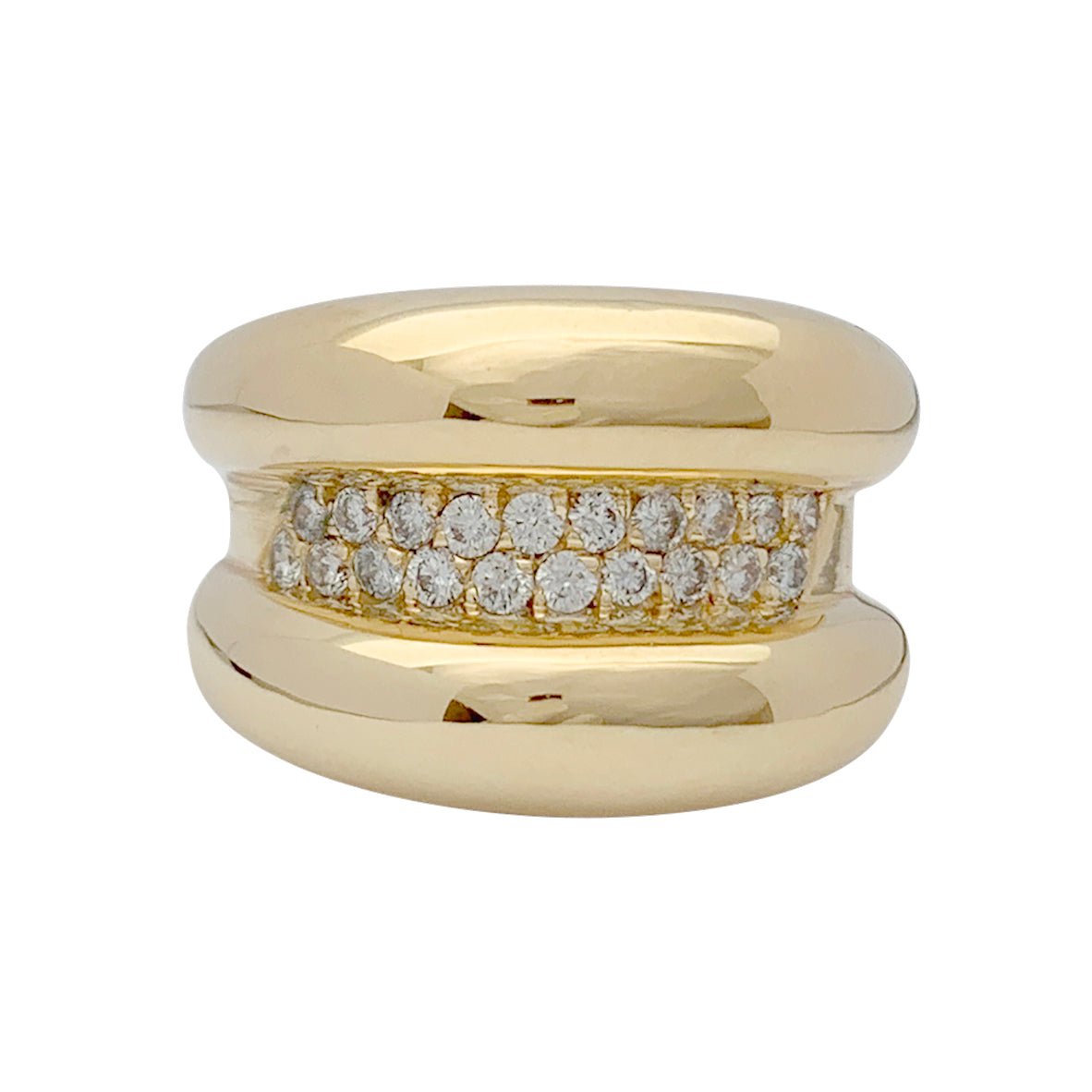 Bague godron or jaune, diamants - Castafiore