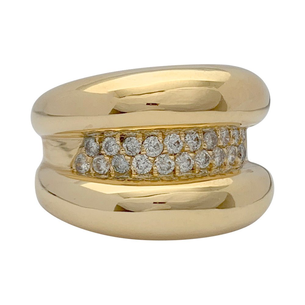 Bague godron or jaune, diamants - Castafiore
