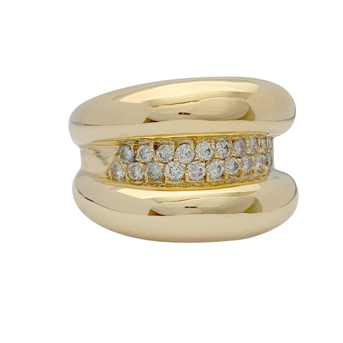 Bague godron or jaune, diamants - Castafiore
