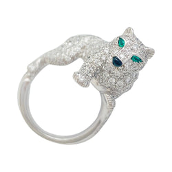 Bague Haute Joaillerie , "Panthère " CARTIER, or blanc, diamants - Castafiore