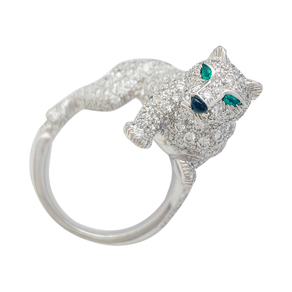 Bague Haute Joaillerie , "Panthère " CARTIER, or blanc, diamants - Castafiore