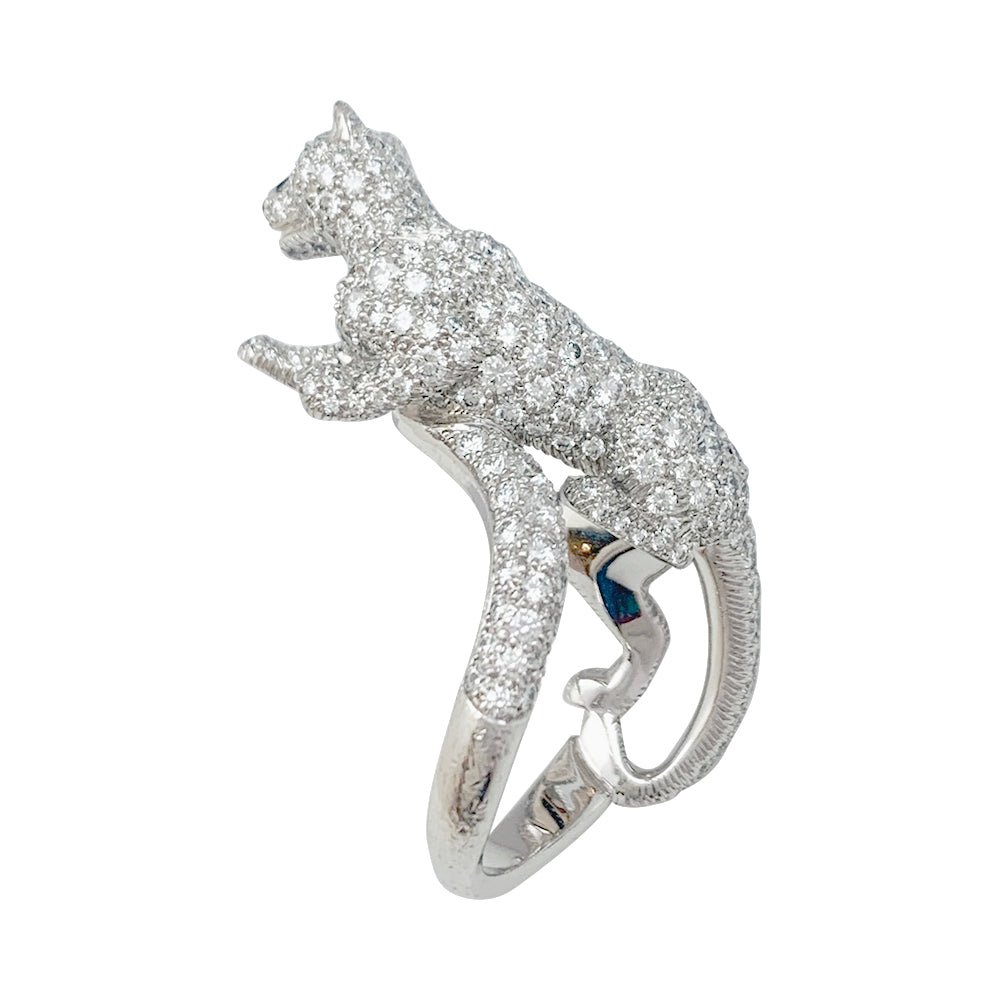 Bague Haute Joaillerie , "Panthère " CARTIER, or blanc, diamants - Castafiore