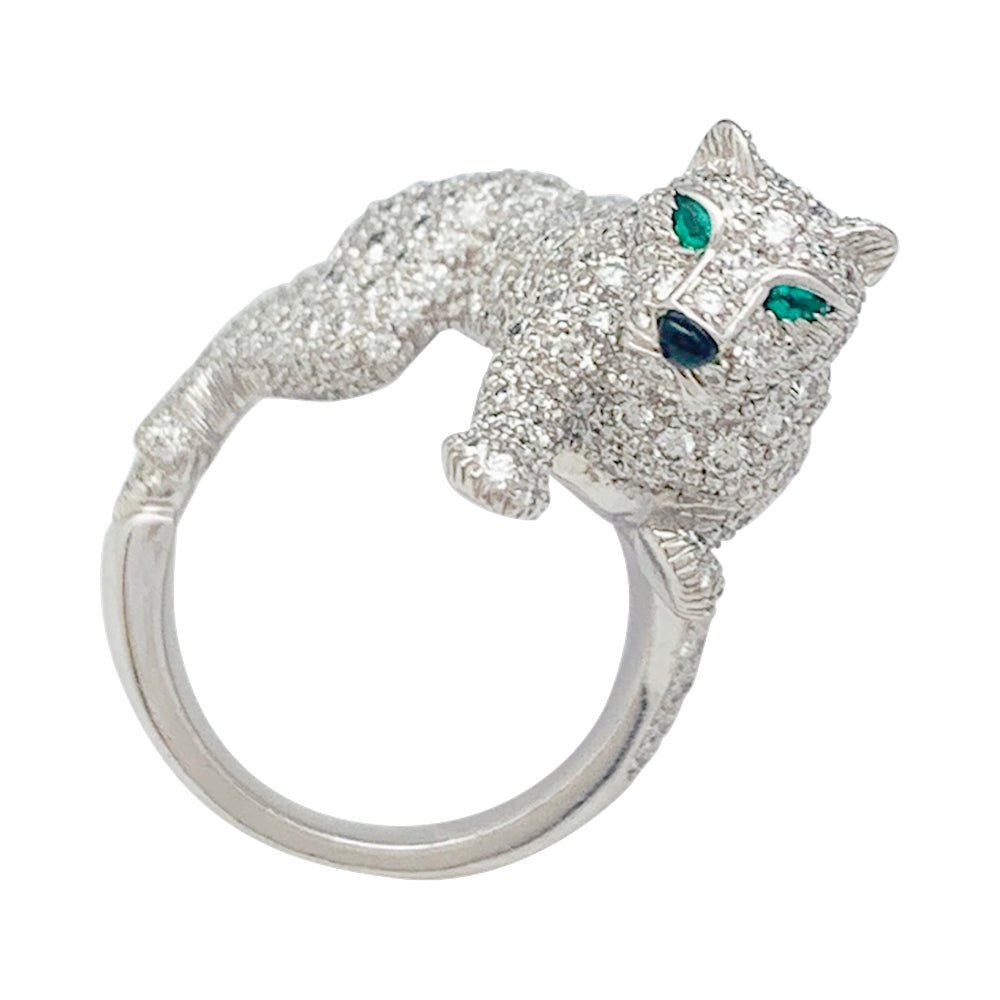 Bague Haute Joaillerie , "Panthère " CARTIER, or blanc, diamants - Castafiore