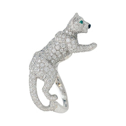 Bague Haute Joaillerie , "Panthère " CARTIER, or blanc, diamants - Castafiore