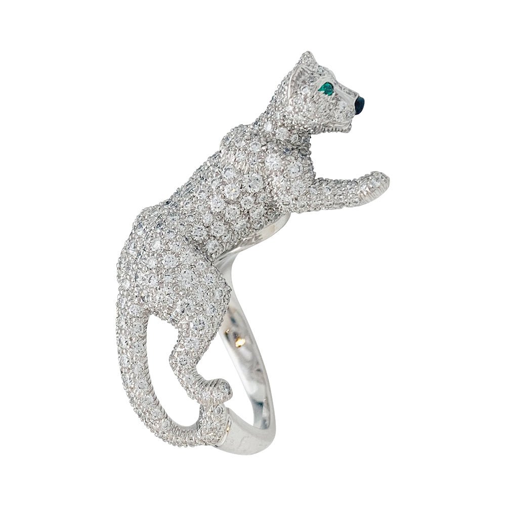 Bague Haute Joaillerie , "Panthère " CARTIER, or blanc, diamants - Castafiore