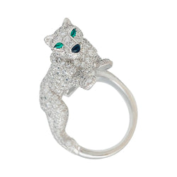 Bague Haute Joaillerie , "Panthère " CARTIER, or blanc, diamants - Castafiore
