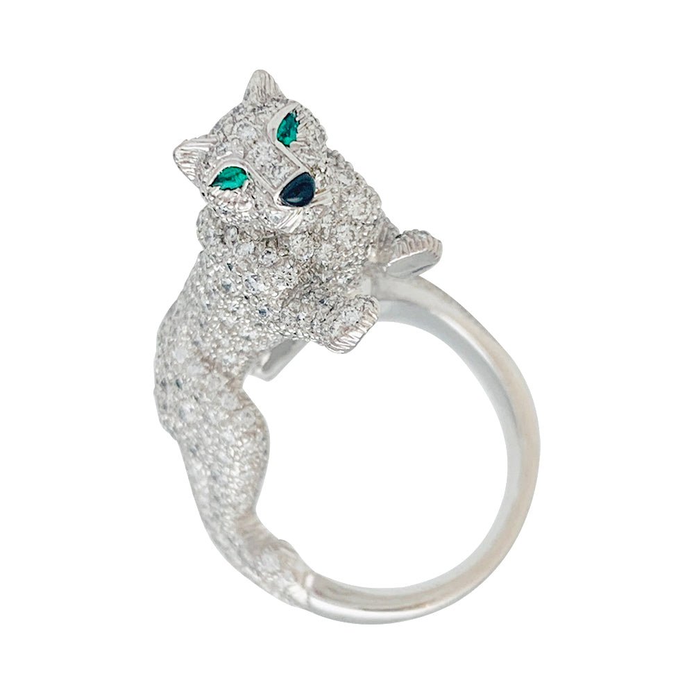 Bague Haute Joaillerie , "Panthère " CARTIER, or blanc, diamants - Castafiore