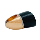 Bague HERMES, "Centaure", or rose, jade noir, diamants - Castafiore