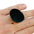 Bague HERMES, "Centaure", or rose, jade noir, diamants - Castafiore