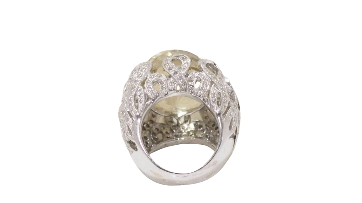 Bague importante or blanc diamants et citrine - Castafiore