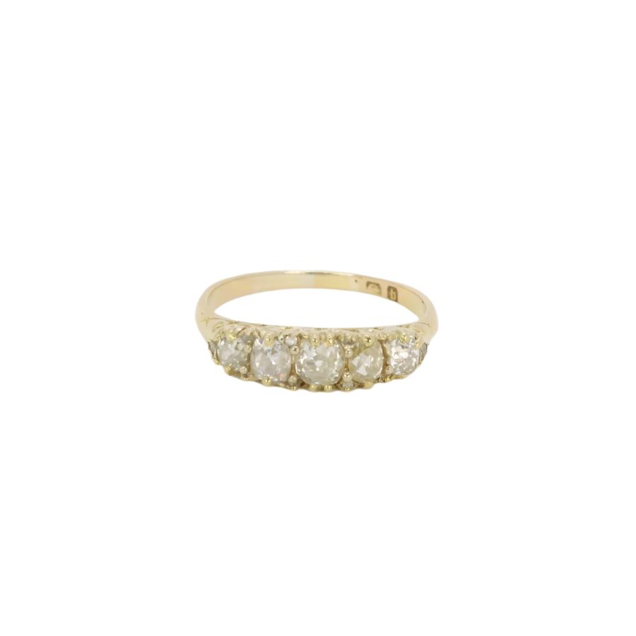 Bague jarretière en or et diamants taille ancienne - Castafiore