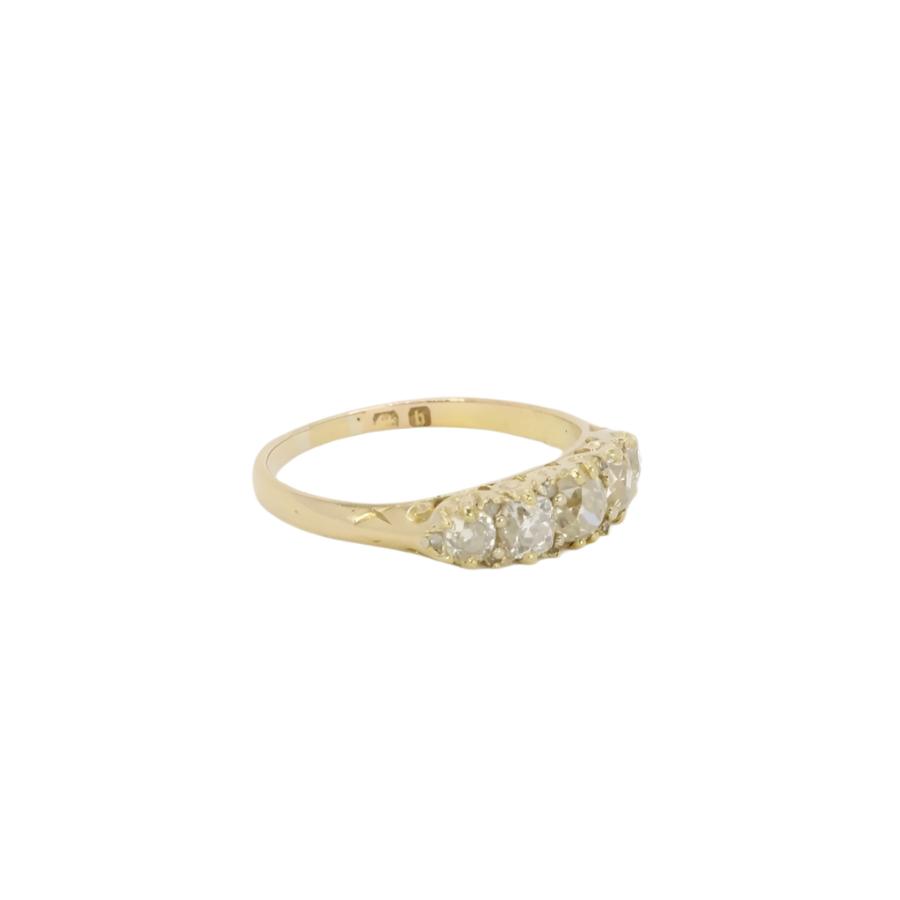 Bague jarretière en or et diamants taille ancienne - Castafiore