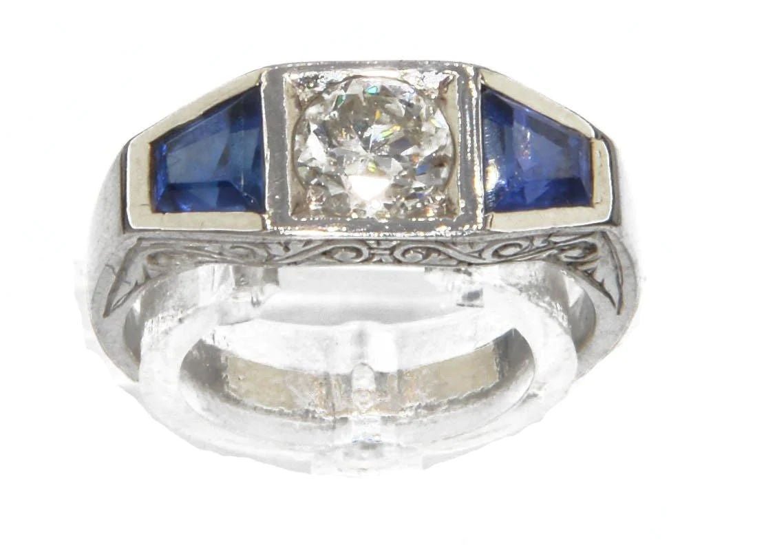 Bague jarretière en or gris diamant et saphirs - Castafiore