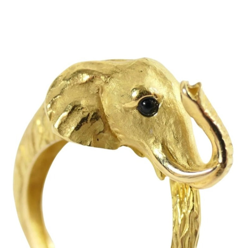 Bague JEAN ET PIERRE BELLIN Éléphant en or jaune et onyx - Castafiore