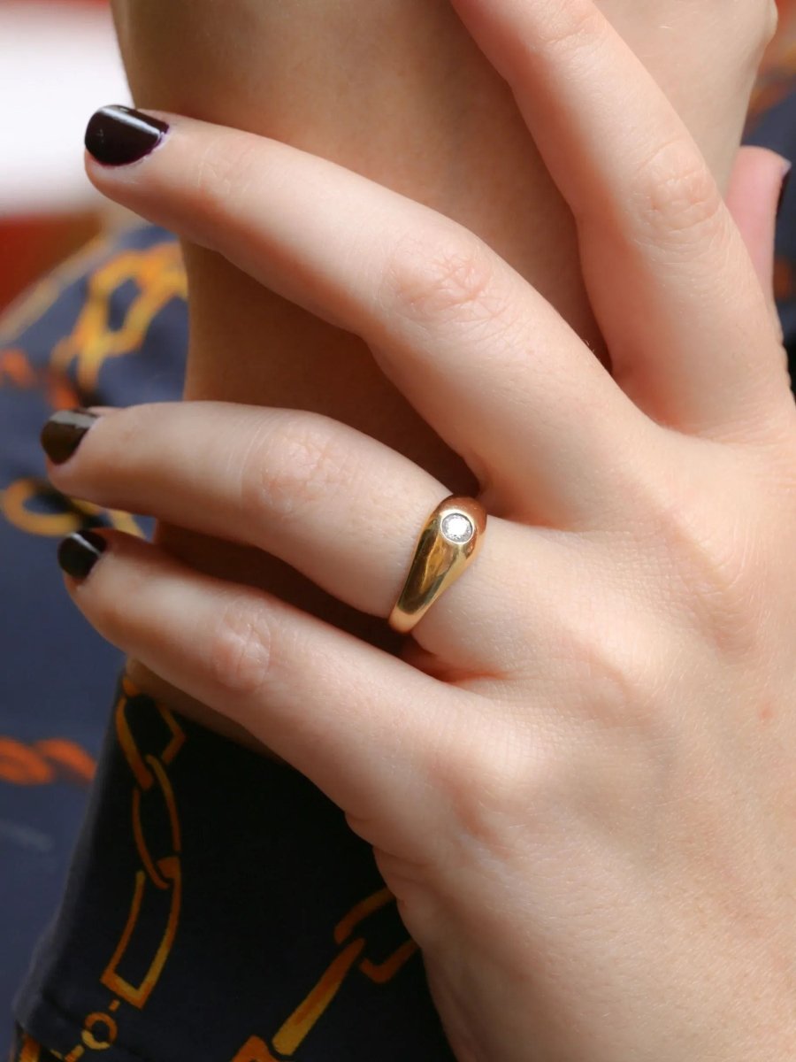 Bague jonc anglais en or et diamant 0,15ct - Castafiore