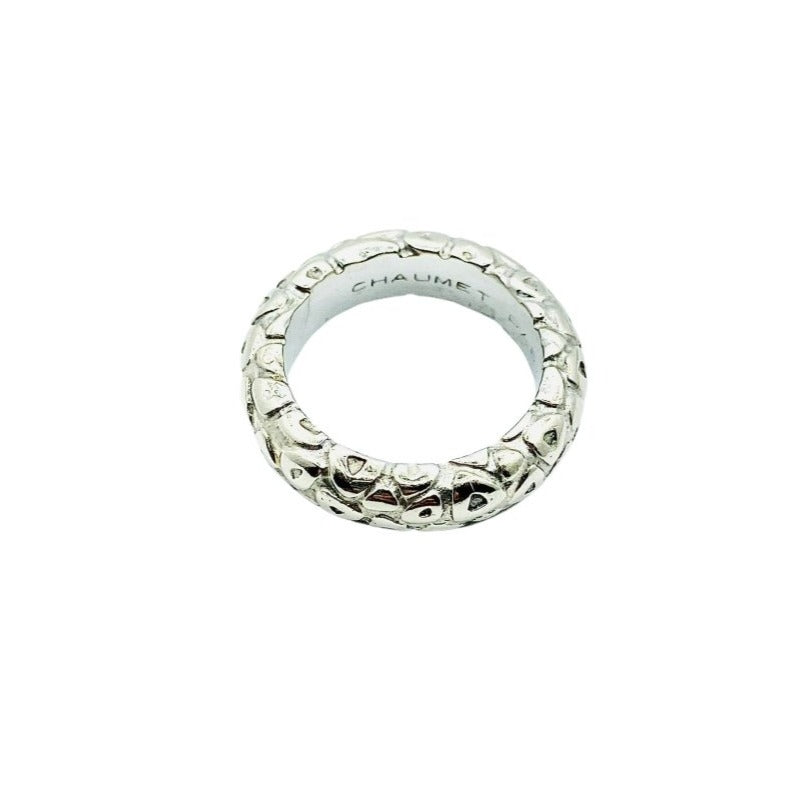 Bague Jonc CHAUMET en or blanc ciselé - Castafiore