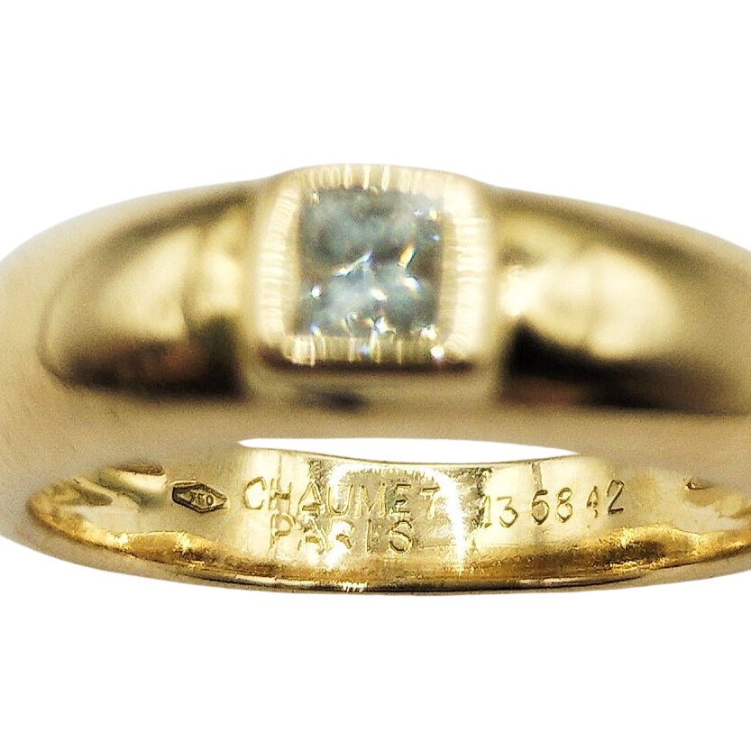 Bague Jonc CHAUMET en or jaune et diamant - Castafiore