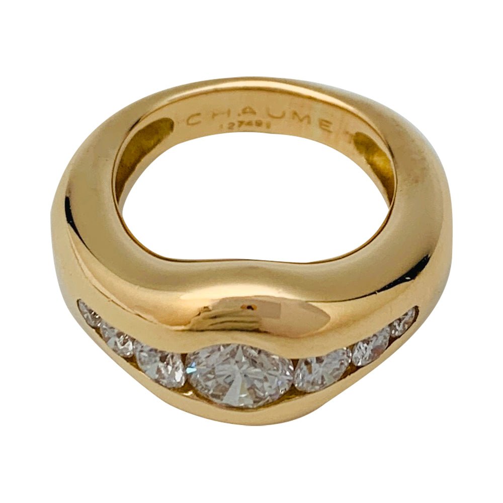 Bague jonc Chaumet, or jaune et diamants - Castafiore
