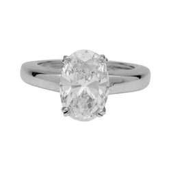 Bague jonc en or blanc, diamant ovale 2,29 cts, H/SI1 - Castafiore